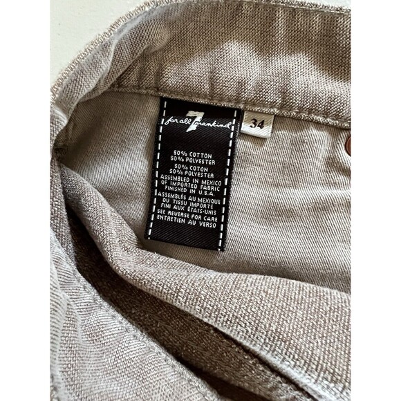 7 For All Mankind Jeans Men's 34 Standard Soft Button Tan Beige Measures 36x33 - Picture 3 of 11